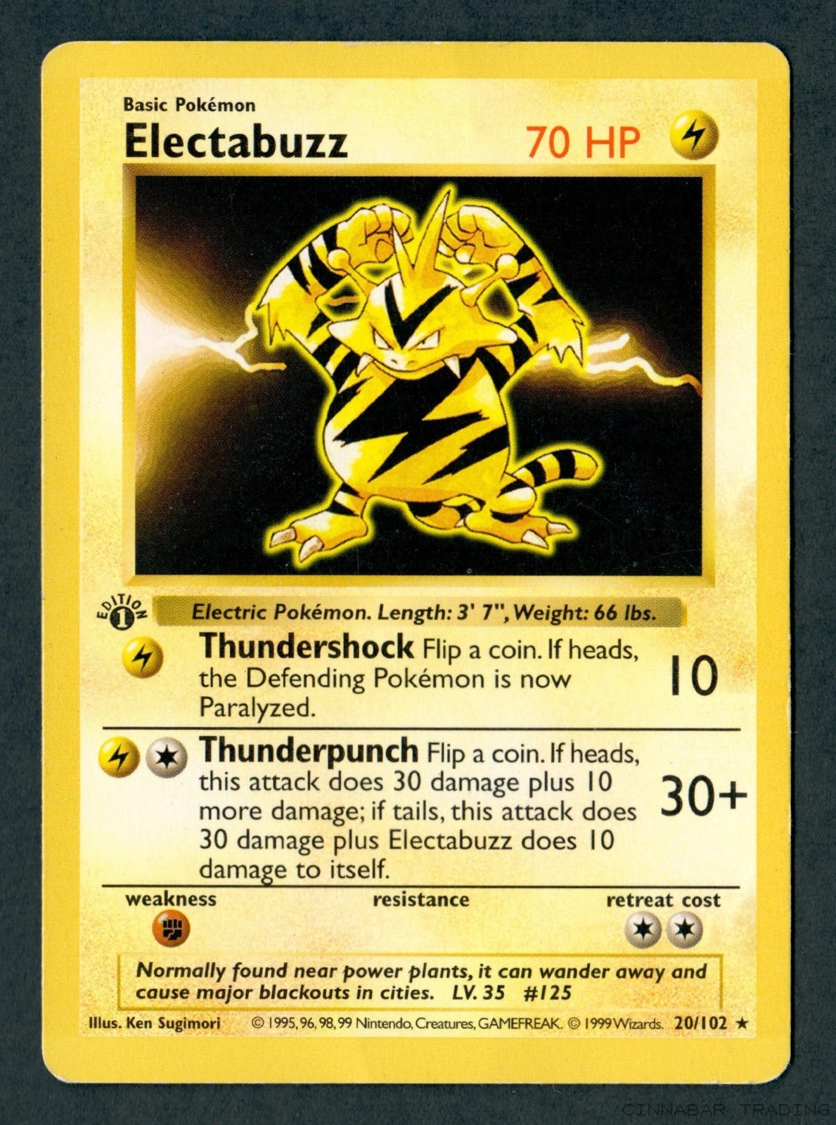 Electabuzz 20/102 Base Set 1st Edition Rare 1999 Pokemon Card HP