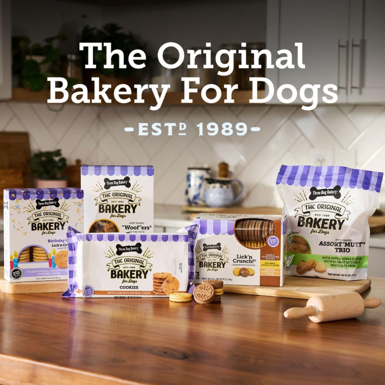 Three Dog Bakery 3lb Variety Pack Assortment of Dog Treats with Real Ingredients
