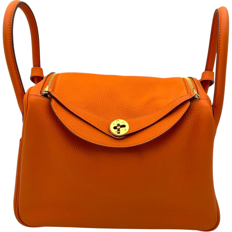 HERMES Lindy 30 Orange Taurillon Leather Bag #OKB845