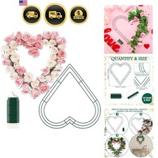 Versatile 14 Inch Dark Green Heart-Shaped Metal Wreath Frames for Celebrations