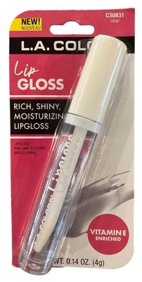 L.A. COLORS Rich Shiny Moisturizing Lip Gloss Wand C30831 CLEAR Vit E Enriched