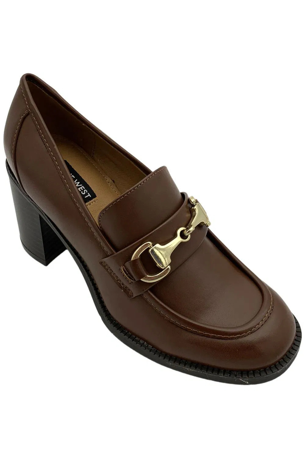 Nine West Women's Koolo Bit Slip-On Block Heel Loafers Brown