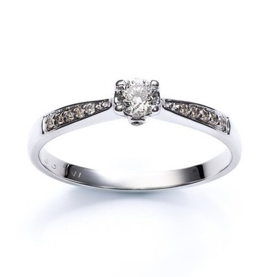 Moderner 18kt Weißgold 0,33ct Forever Diamant Solitär Ring