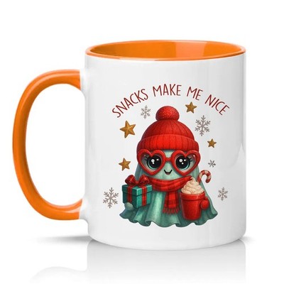 Snacks Make Me Nice Unisex 11 Unzen Keramiktasse Snacks Weihnachten Humor...