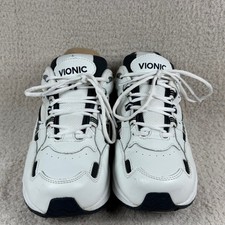 Vionic Walker Mens White Black Leather Athletic Walking Shoes 11.5 Orthopedic