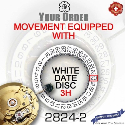 MOVEMENT AUTOMATIC ETA 2824-2, STANDARD, GOLD PLATED, 5 DATE VARIATIONS
