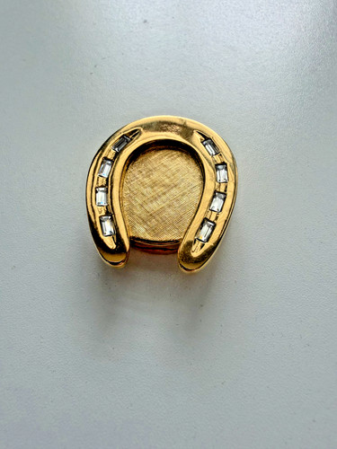 Estee Lauder BEAUTIFUL Golden Horseshoe Solid Perfume Compact Partial Box Pouch
