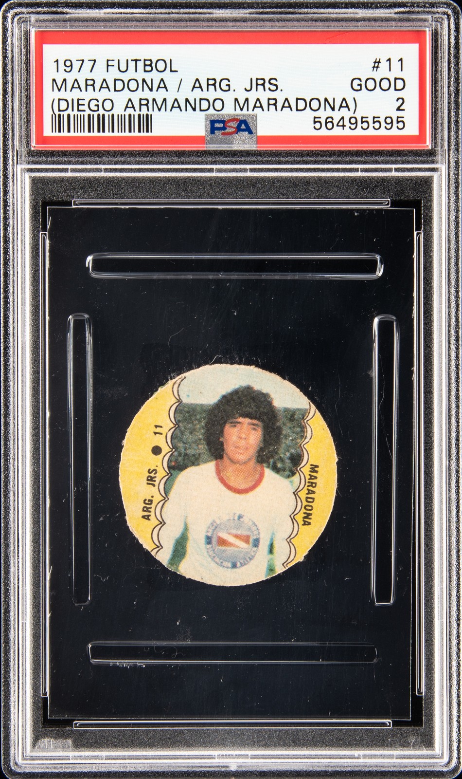 1977 CRACK FUTBOL CAMPEONATO DISC #11 DIEGO MARADONA ROOKIE RC PSA 2