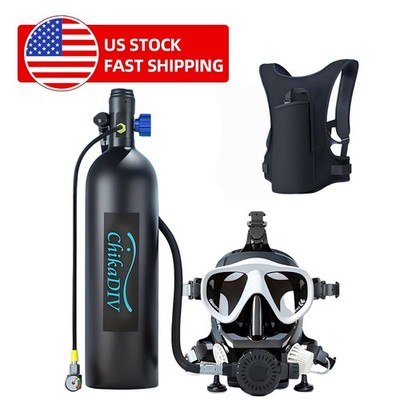US 1.9L(13.3Cu Ft) Scuba Diving Lung Tank with Diving Mask Cylinder 25-30 Mins