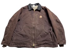 Carhartt C61 DKB Sandstone Ridge Coat Men s Size Xl Sherpa Lined Dark Brown
