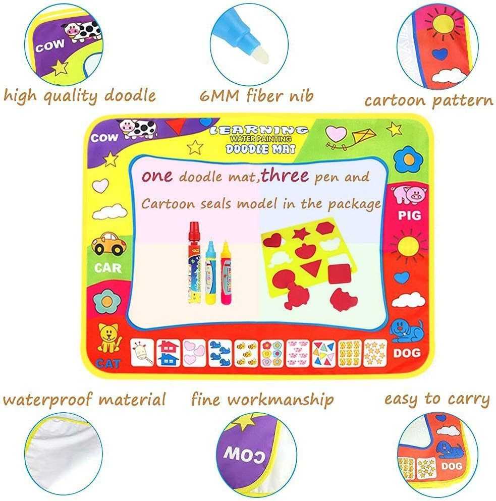 Magic Drawing Mat/Water Doodle Mats(31.4in x 23.6in) with 4 Color,Reusable Co...