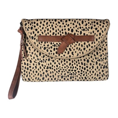 Universal Thread Clutch iPad Bag Wrislet Strap Cheetah Print 10x8 Foldover Purse