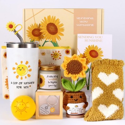 10Pcs Sunshine Gift for Women  Unique Care Package with Sunflower Gifts, Frie...