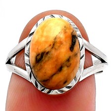 Natural Honey Dendritic Opal 925 Sterling Silver Ring s.8 Jewelry R-1074