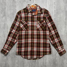 Vintage Sears Plaid Flannel Shirt Men's Medium Color Brown