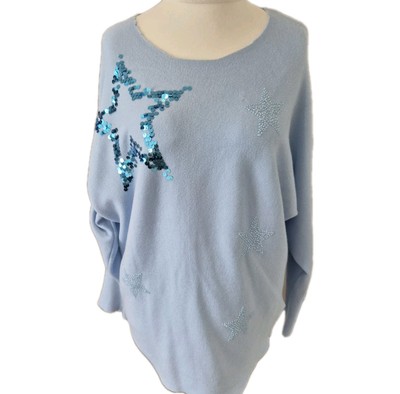 Paramour hellblau Oversize weicher Strickpullover UK S/M neu mit Etikett Urlaub Grundnahrungsmittel