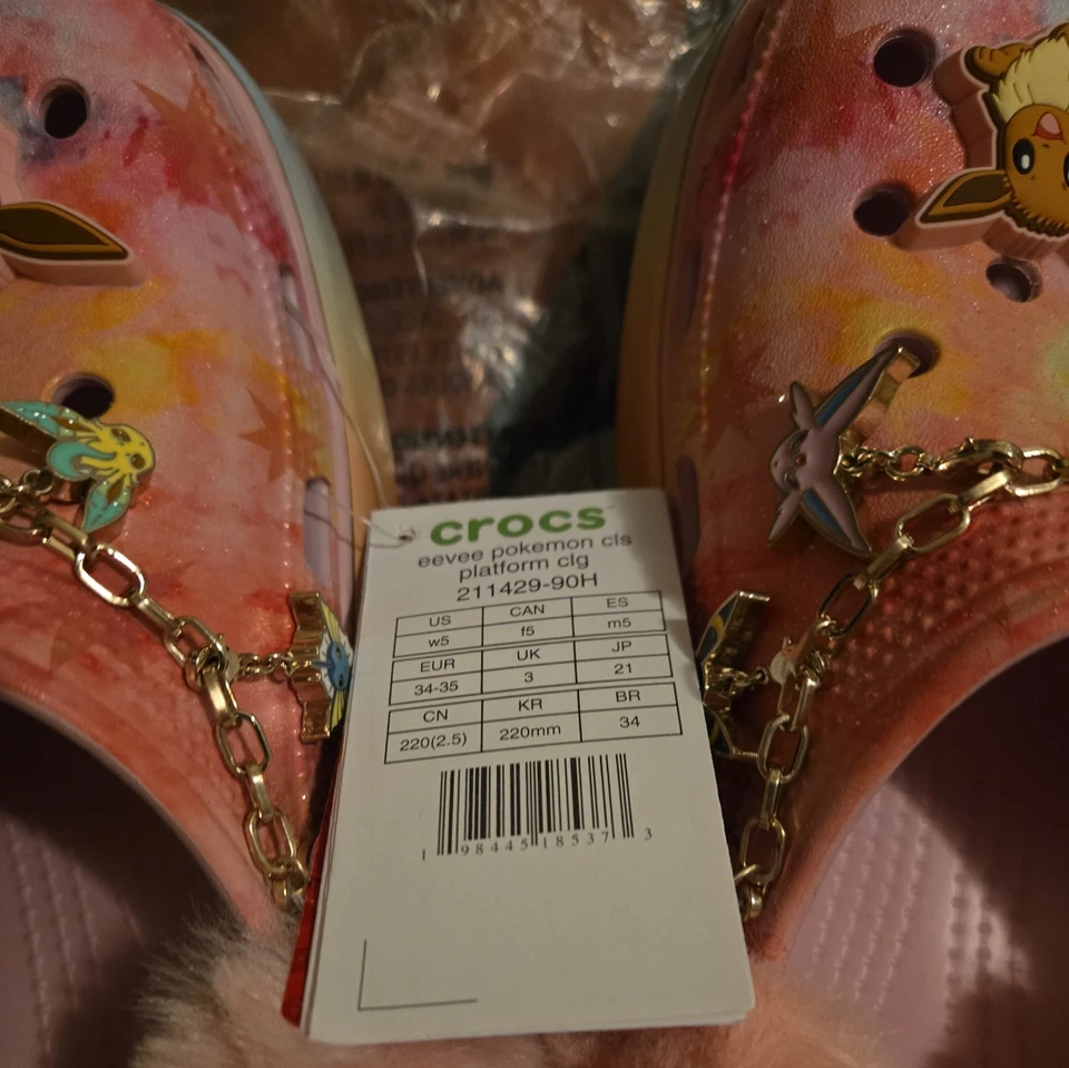 NUEVO Zueco Plataforma Clásico Pokémon X Crocs EEVEE Evoluciones Prismáticas MUJER 5 Foto 3 de 4