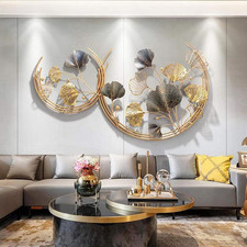 Home Decor Metal Wall Art, Gold Ginkgo Leaves 3D Wall Hanging Creative Handmade