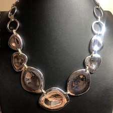 B3344 RLM SOHO 18 Statement Necklace Silver T...