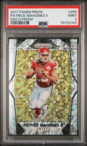 Patrick Mahomes II 2017 Panini Prizm Disco Prizm SSP #269 Rookie RC Chiefs PSA 9