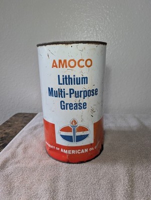 Vintage AMOCO Grease Can American Oil Company Lithium Multi Purpose 10 lb Metal