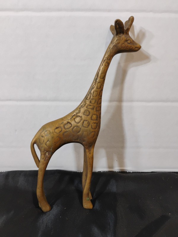Vintage Solid Brass Retro Giraffe Statue Figurine  6 1/2"