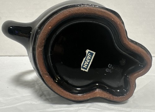 Vintage Hand Painted Pottery BLACK Cat CREAMER Red Ware Shafford Japan R.D. 1951 - Picture 6 of 8