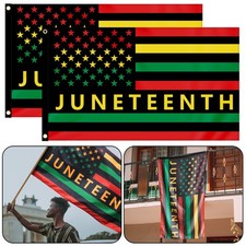 2-Pack Juneteenth Flags - 3x5 Ft African American Flag Black Pride Flag Banner f