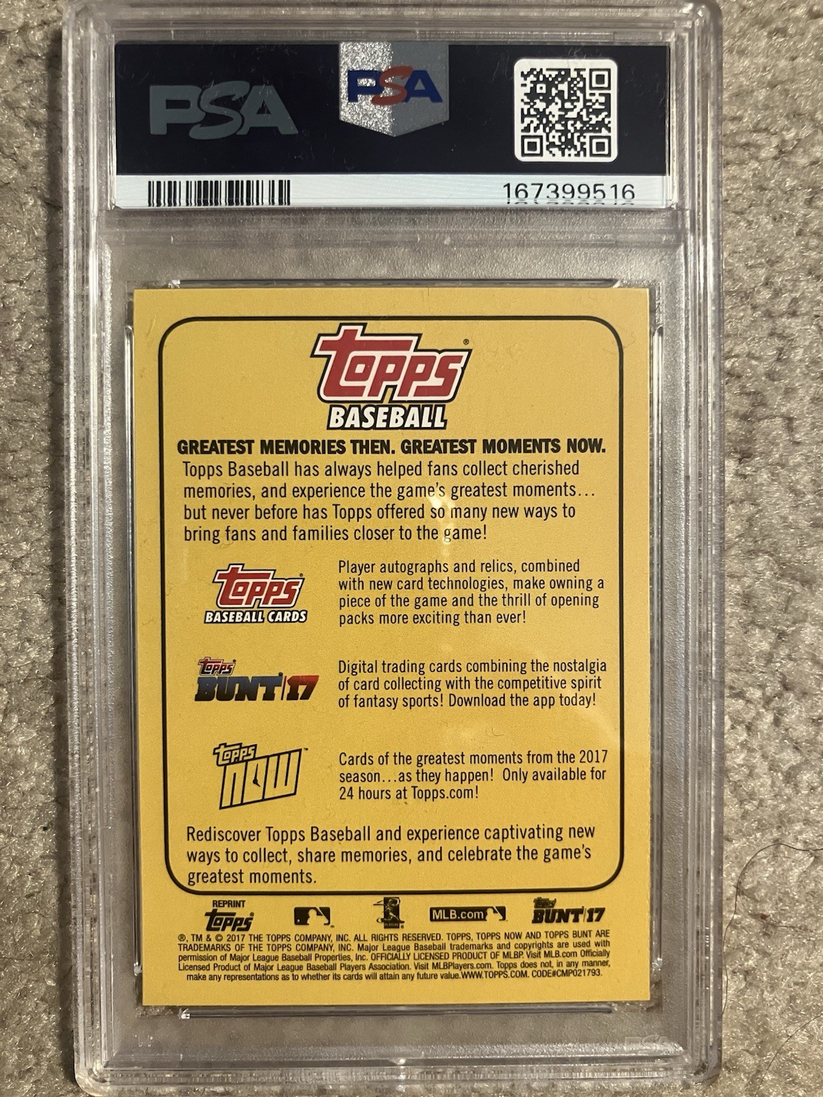 Topps 2017 Nolan Ryan Rediscover Topps #RT-4 PSA 8 Insert New York Mets view 2