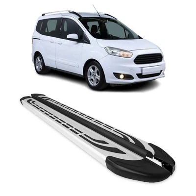 Marchepieds Latéraux pédale pour Ford Tourneo Courier I 2014-2023 L1 Alu Gris 2x - Photo 1/4