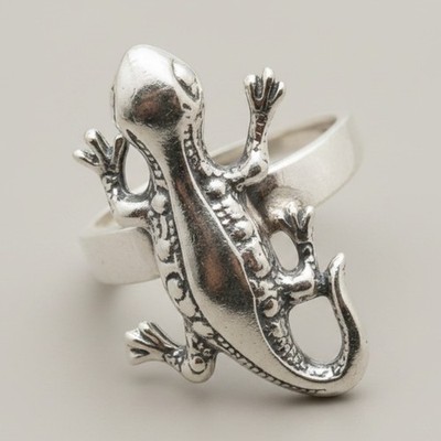 Echt Sterling Silber Ring gepunzt echt massiv 925 Salamander Handarbeit