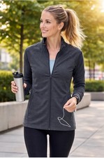 Adidas Womens Full Zip Jacket Size m/ L Heather Carbon Performance Track Gym new