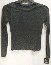 Art Class Large (10/12) Black/Sliver Sheer Sparkle Long Sleeve W/Black Tank Att