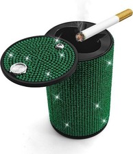 Bling Car Ashtray, Ashtray with id, Portable Sparkling Mini Ash Color: Green