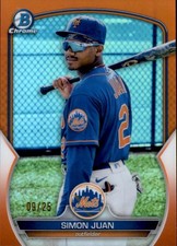 2023 Bowman #BCP-38 Simon Juan Chrome Prospects Orange Refractors #/25