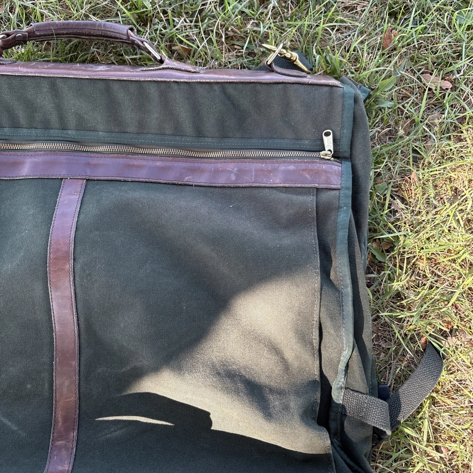 Equipaje de viaje de colección Orvis Company de lona y cuero - verde oscuro/marrón Foto 2 de 4