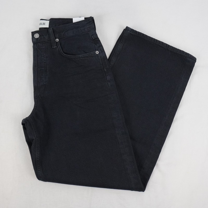AGOLDE Low Slung Baggy 30.5" (Weightless) Jeans In Crushed Black Women's Size 25