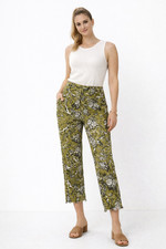 Pilcro Wanderer Pants 27 Green Floral Bird Print Cropped Anthropologie Boho Chic