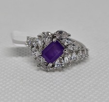 Bomb Party OG Ring 'Wrapped In Scandalous Stars' Amethyst & Cz On Rhodium Sz 7
