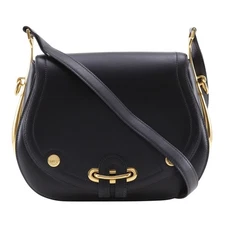 HERMES Passkey Shoulder Bag black leather Women