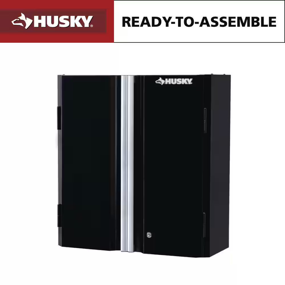Ready-To-Assemble 24-Gauge 1-Shelf Steel Wall Mounted Garage Cabinet in Black (2