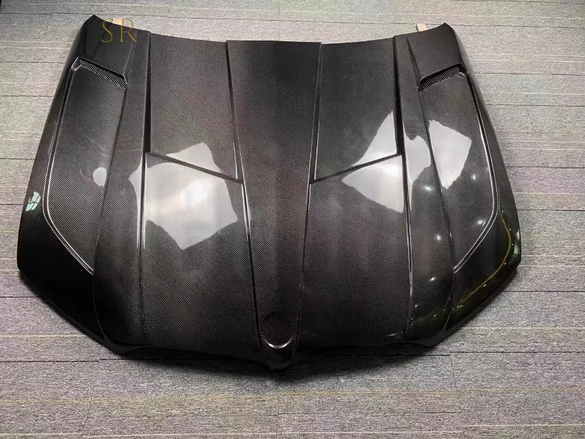 Cubierta de capó ventilada de carbono real estilo LD para BMW X5M F95 X6M F96 LCI Foto 4 de 4