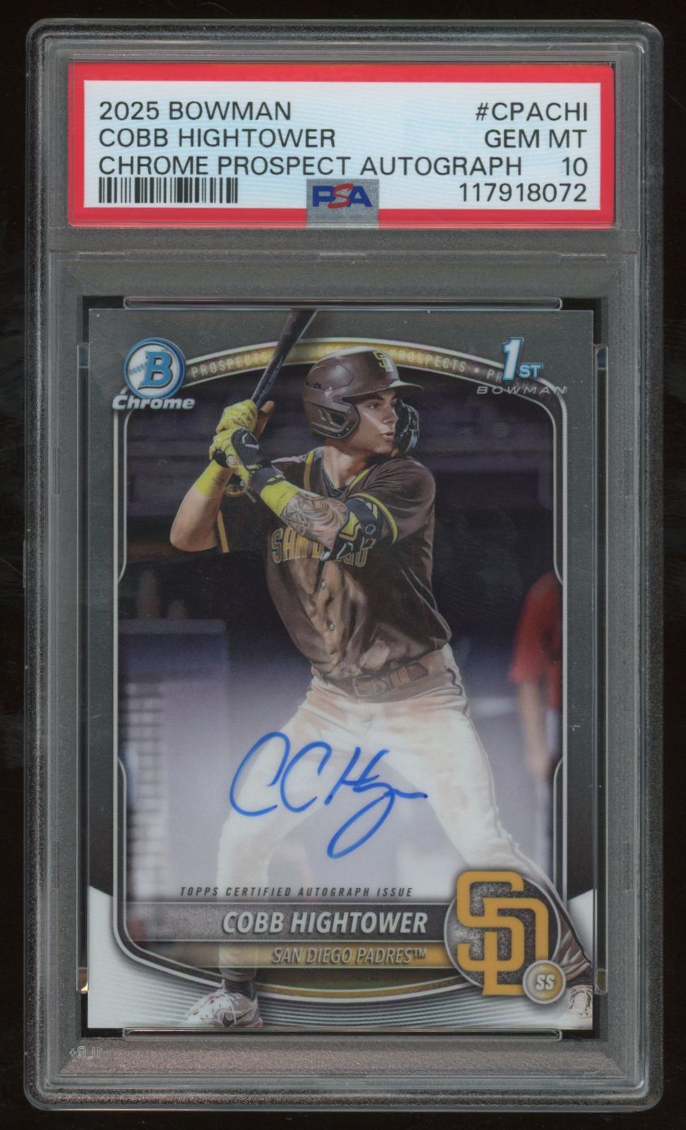 COBB HIGHTOWER 2025 BOWMAN CHROME AUTO PSA 10 view 1