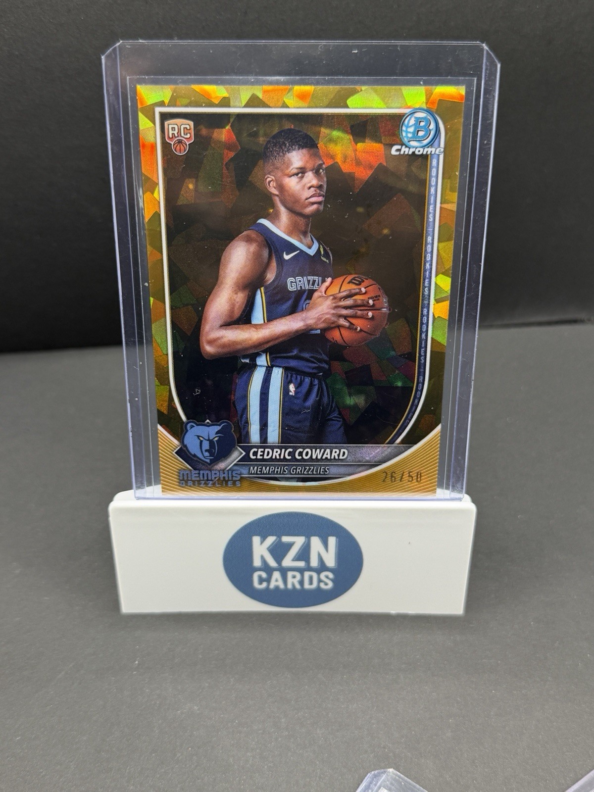 Cedric Coward 2025 Bowman Chrome Sapphire #BCV-11 Gold Refractor Rookie RC /50