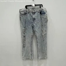 NWT True Religion Men's Size 42 Blue and White Jeans