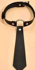 Punk Goth Leather Tie Style Collar Choker Adjustable Black 12"-16"×7" Long New