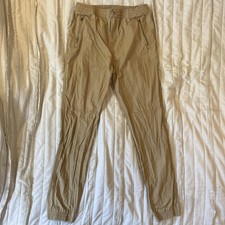Polo Ralph Lauren Pants Boys 18-20 Beige Twill Jogger Elastic Waist Zip Pockets