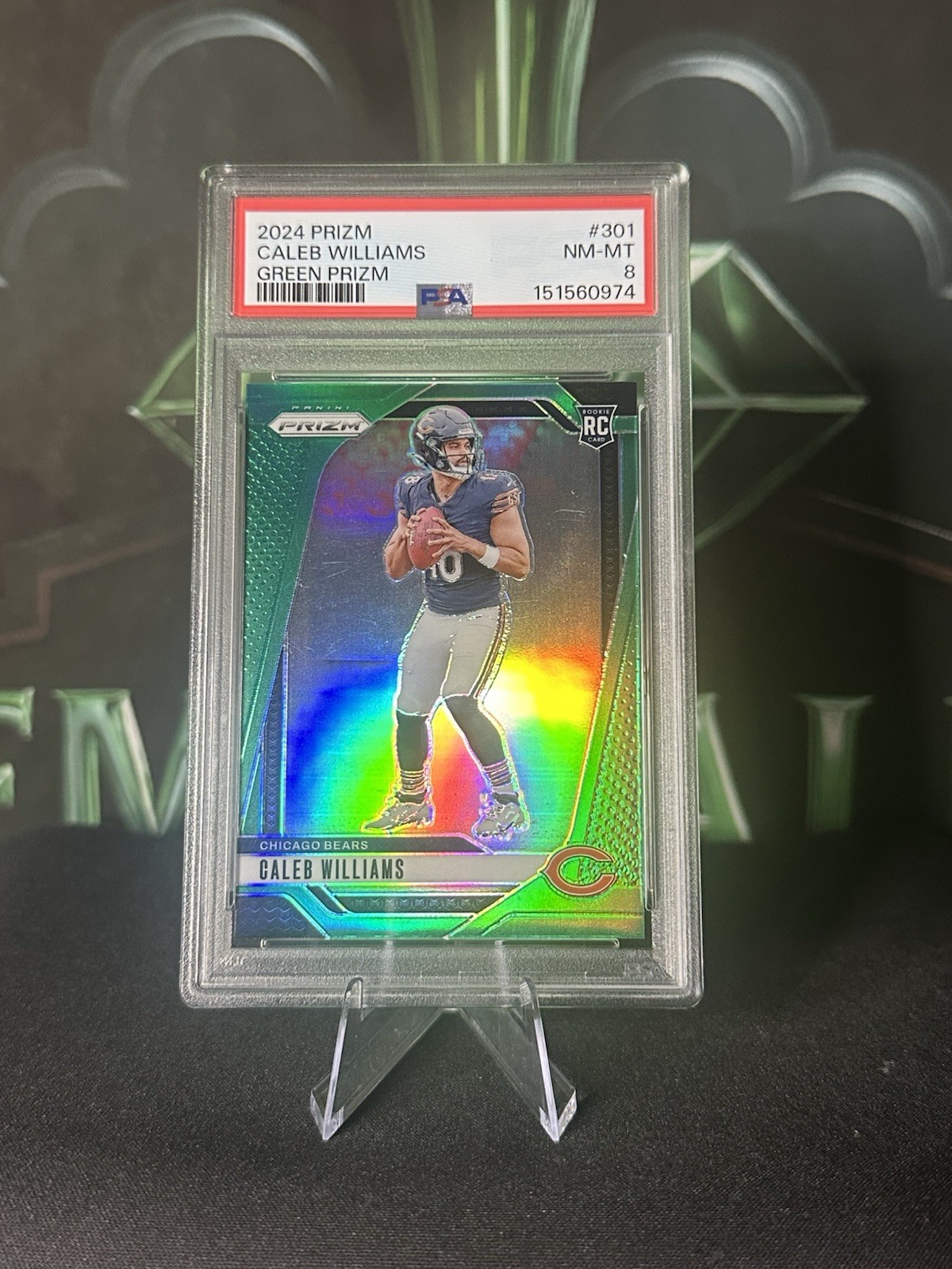 2024 Panini Prizm Rookies Caleb Williams #301 Green Prizm (RC) PSA 8
