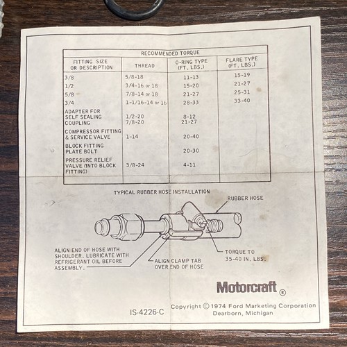 Vintage NOS Motorcraft IS-4226-C A/C Hose Fitting - Picture 20 of 22