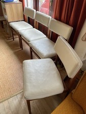 Mid Century Modern Dining Chair Set Solid Wood Leatherette 60s/70s Danish Style